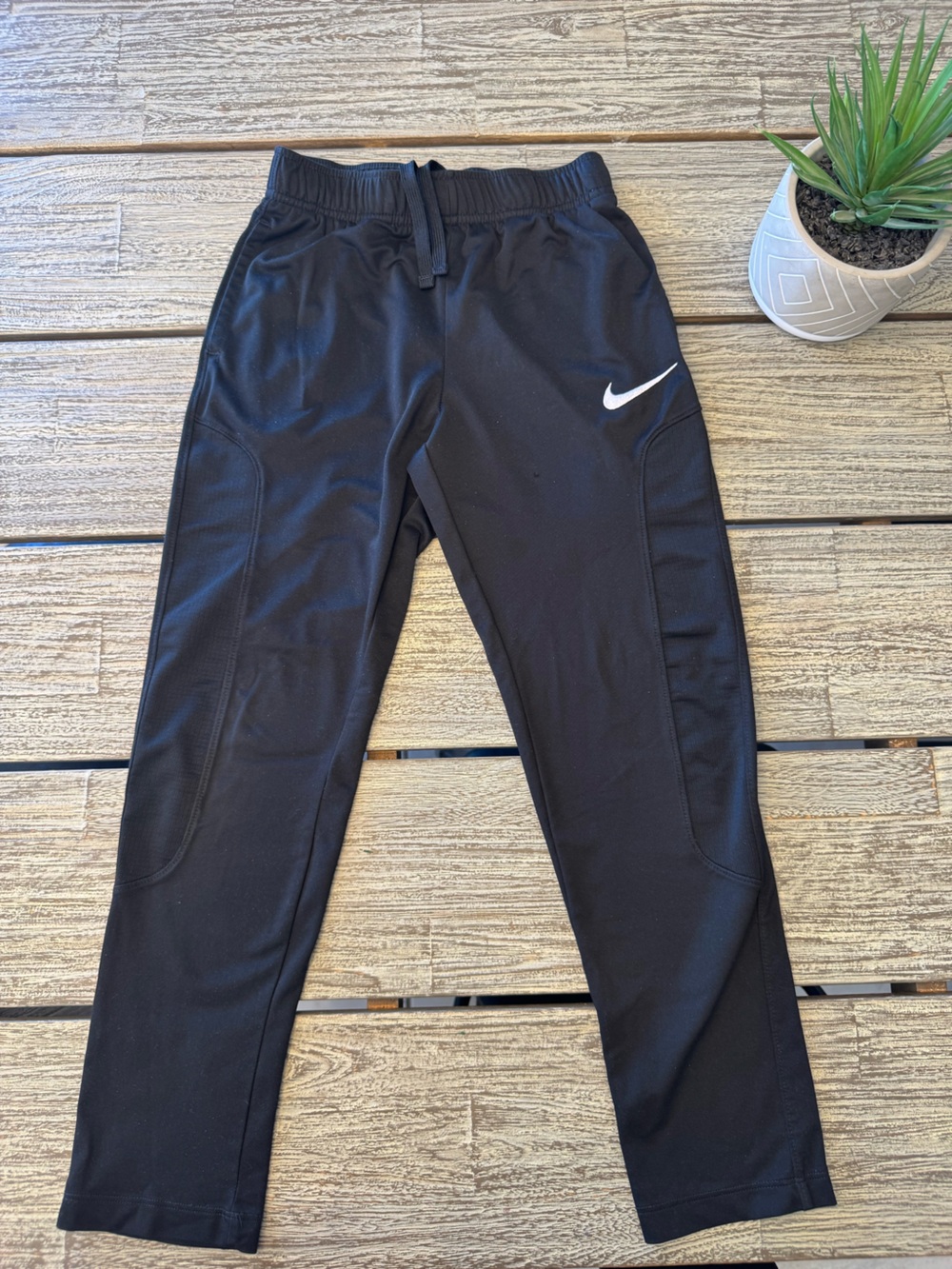 Boys Nike Dri-Fit Black Track Pants, Sz Medium
